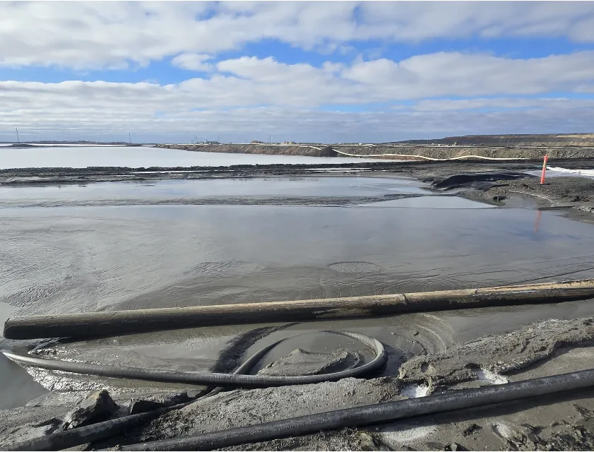 Heavy settled sediment at a tailings site